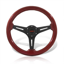 Load image into Gallery viewer, JDM Sport Universal 350mm Wood Grain Style Aluminum Steering Wheel Black Center Red Wood