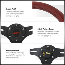 Load image into Gallery viewer, JDM Sport Universal 350mm Wood Grain Style Aluminum Steering Wheel Black Center Red Wood