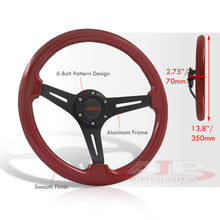 Load image into Gallery viewer, JDM Sport Universal 350mm Wood Grain Style Aluminum Steering Wheel Black Center Red Wood