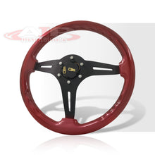 Load image into Gallery viewer, JDM Sport Universal 350mm Wood Grain Style Aluminum Steering Wheel Black Center Red Wood