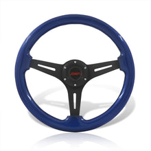 Load image into Gallery viewer, JDM Sport Universal 350mm Wood Grain Style Aluminum Steering Wheel Black Center Blue Wood