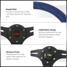 Load image into Gallery viewer, JDM Sport Universal 350mm Wood Grain Style Aluminum Steering Wheel Black Center Blue Wood