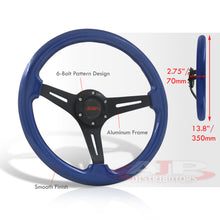Load image into Gallery viewer, JDM Sport Universal 350mm Wood Grain Style Aluminum Steering Wheel Black Center Blue Wood