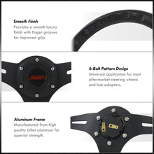 Load image into Gallery viewer, JDM Sport Universal 350mm Wood Grain Style Aluminum Steering Wheel Black Center Metallic Black Wood