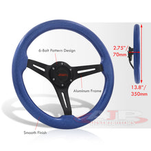 Load image into Gallery viewer, JDM Sport Universal 350mm Wood Grain Style Aluminum Steering Wheel Black Center Metallic Blue Wood