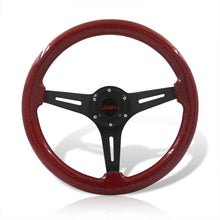 Load image into Gallery viewer, JDM Sport Universal 350mm Wood Grain Style Aluminum Steering Wheel Black Center Metallic Red Wood