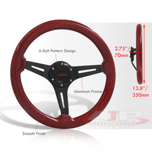 Load image into Gallery viewer, JDM Sport Universal 350mm Wood Grain Style Aluminum Steering Wheel Black Center Metallic Red Wood