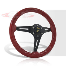 Load image into Gallery viewer, JDM Sport Universal 350mm Wood Grain Style Aluminum Steering Wheel Black Center Metallic Red Wood