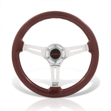 Load image into Gallery viewer, JDM Sport Universal 350mm Heavy Duty Steel Wood Grain Style Steering Wheel Polished Center Dark Wood