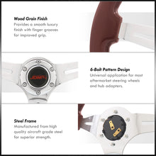 Load image into Gallery viewer, JDM Sport Universal 350mm Heavy Duty Steel Wood Grain Style Steering Wheel Polished Center Dark Wood