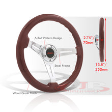 Load image into Gallery viewer, JDM Sport Universal 350mm Heavy Duty Steel Wood Grain Style Steering Wheel Polished Center Dark Wood