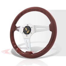 Load image into Gallery viewer, JDM Sport Universal 350mm Heavy Duty Steel Wood Grain Style Steering Wheel Polished Center Dark Wood