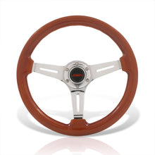 Load image into Gallery viewer, JDM Sport Universal 350mm Heavy Duty Steel Wood Grain Style Steering Wheel Polished Center Light Wood