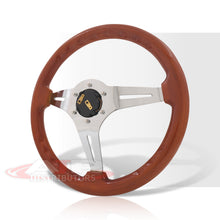 Load image into Gallery viewer, JDM Sport Universal 350mm Heavy Duty Steel Wood Grain Style Steering Wheel Polished Center Light Wood