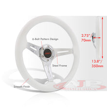 Load image into Gallery viewer, JDM Sport Universal 350mm Heavy Duty Steel Wood Grain Style Steering Wheel Polished Center White Wood