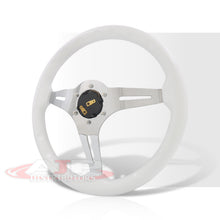 Load image into Gallery viewer, JDM Sport Universal 350mm Heavy Duty Steel Wood Grain Style Steering Wheel Polished Center White Wood