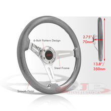 Load image into Gallery viewer, JDM Sport Universal 350mm Heavy Duty Steel Wood Grain Style Steering Wheel Polished Center Metallic Gunmetal Wood