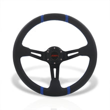 Load image into Gallery viewer, JDM Sport Universal 350mm PVC Leather Deep Dish Style Aluminum Steering Wheel Carbon Fiber Wrapped with Blue Stripes