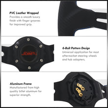Load image into Gallery viewer, JDM Sport Universal 350mm PVC Leather Deep Dish Style Aluminum Steering Wheel Carbon Fiber Wrapped with Blue Stripes