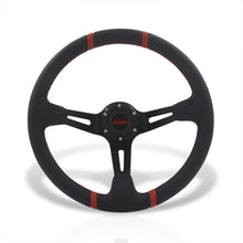 Load image into Gallery viewer, JDM Sport Universal 350mm PVC Leather Deep Dish Style Aluminum Steering Wheel Carbon Fiber Wrapped with Red Stripes
