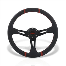 Load image into Gallery viewer, JDM Sport Universal 350mm PVC Leather Deep Dish Style Aluminum Steering Wheel Carbon Fiber Wrapped with Red Stripes