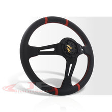 Load image into Gallery viewer, JDM Sport Universal 350mm PVC Leather Deep Dish Style Aluminum Steering Wheel Carbon Fiber Wrapped with Red Stripes