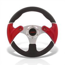 Load image into Gallery viewer, JDM Sport Universal 320mm Dual Button Style Aluminum Steering Wheel Silver Center with Red Handles
