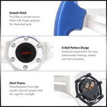 Load image into Gallery viewer, JDM Sport Universal 350mm Heavy Duty Steel Steering Wheel Polished Center Metallic Blue