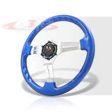 Load image into Gallery viewer, JDM Sport Universal 350mm Heavy Duty Steel Steering Wheel Polished Center Metallic Blue