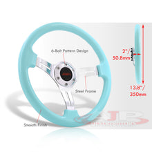 Load image into Gallery viewer, JDM Sport Universal 350mm Heavy Duty Steel Steering Wheel Polished Center Tiffany Blue