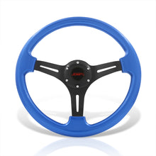 Load image into Gallery viewer, JDM Sport Universal 350mm Heavy Duty Aluminum Steering Wheel Black Center Blue
