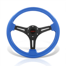 Load image into Gallery viewer, JDM Sport Universal 350mm Heavy Duty Aluminum Steering Wheel Black Center Blue