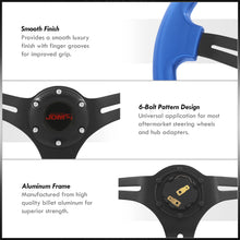 Load image into Gallery viewer, JDM Sport Universal 350mm Heavy Duty Aluminum Steering Wheel Black Center Blue