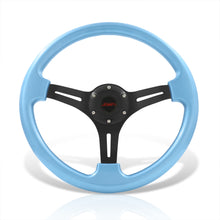 Load image into Gallery viewer, JDM Sport Universal 350mm Heavy Duty Aluminum Steering Wheel Black Center Sky Blue