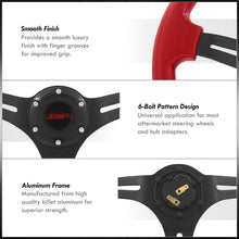 Load image into Gallery viewer, JDM Sport Universal 350mm Heavy Duty Aluminum Steering Wheel Black Center Red