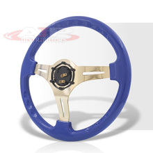 Load image into Gallery viewer, JDM Sport Universal 350mm Heavy Duty Steel Steering Wheel Gold Center Metallic Blue