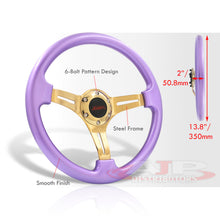 Load image into Gallery viewer, JDM Sport Universal 350mm Heavy Duty Steel Steering Wheel Gold Center Metallic Purple