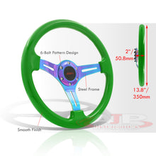 Load image into Gallery viewer, JDM Sport Universal 350mm Heavy Duty Steel Steering Wheel Neo Chrome Center Metallic Green