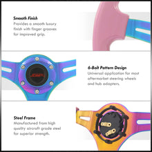 Load image into Gallery viewer, JDM Sport Universal 350mm Heavy Duty Steel Steering Wheel Neo Chrome Center Pink
