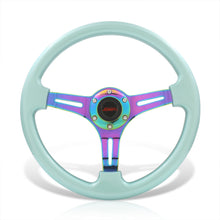Load image into Gallery viewer, JDM Sport Universal 350mm Heavy Duty Steel Steering Wheel Neo Chrome Center Teal