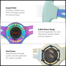 Load image into Gallery viewer, JDM Sport Universal 350mm Heavy Duty Steel Steering Wheel Neo Chrome Center Teal