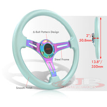 Load image into Gallery viewer, JDM Sport Universal 350mm Heavy Duty Steel Steering Wheel Neo Chrome Center Teal