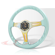 Load image into Gallery viewer, JDM Sport Universal 350mm Heavy Duty Steel Steering Wheel Neo Chrome Center Teal
