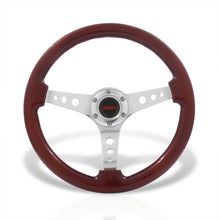 Load image into Gallery viewer, JDM Sport Universal 350mm Wood Grain Style Aluminum Steering Wheel Polished Center Dark Wood