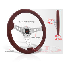 Load image into Gallery viewer, JDM Sport Universal 350mm Wood Grain Style Aluminum Steering Wheel Polished Center Dark Wood