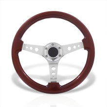 Load image into Gallery viewer, Universal 350mm Wood Grain Style Aluminum Steering Wheel Chrome Center Dark Wood