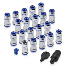 Load image into Gallery viewer, God Snow Lug Nuts M12 x1.5mm Thread pitch Chrome Body Blue Trim (20 Piece +1 Key)