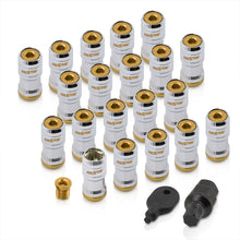 Load image into Gallery viewer, God Snow Lug Nuts M12 x1.5mm Thread pitch Chrome Body Gold Trim (20 Piece +1 Key)