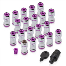 Load image into Gallery viewer, God Snow Lug Nuts M12 x1.5mm Thread pitch Chrome Body Purple Trim (20 Piece +1 Key)