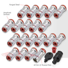 Load image into Gallery viewer, God Snow Lug Nuts M12 x1.5mm Thread pitch Chrome Body Red Trim (20 Piece +1 Key)